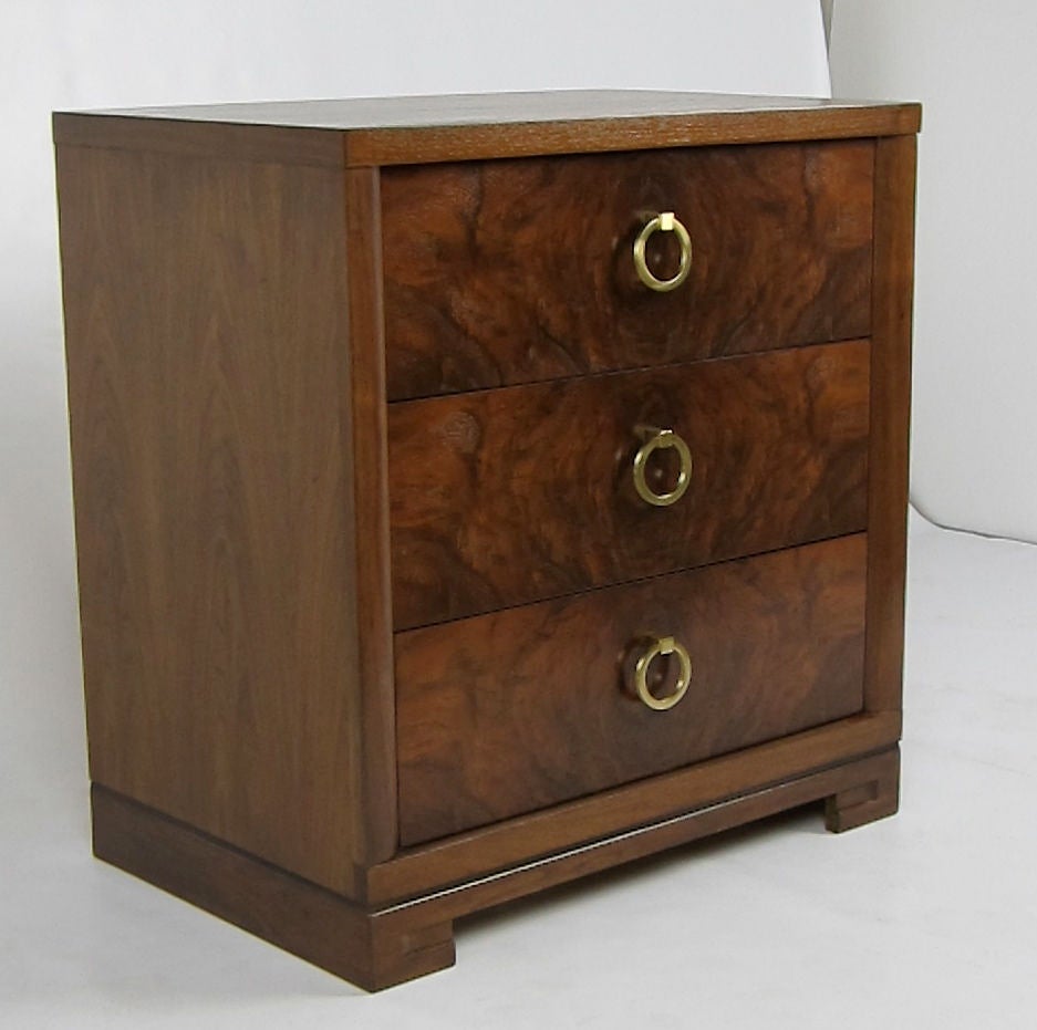 American Pair of Burl Front Bachelors Chests