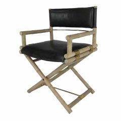 Fine Faux Bamboo Campaign Chair with Brass Hardware