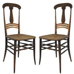 Primitive Pair of Rare Form Chiavari Chairs