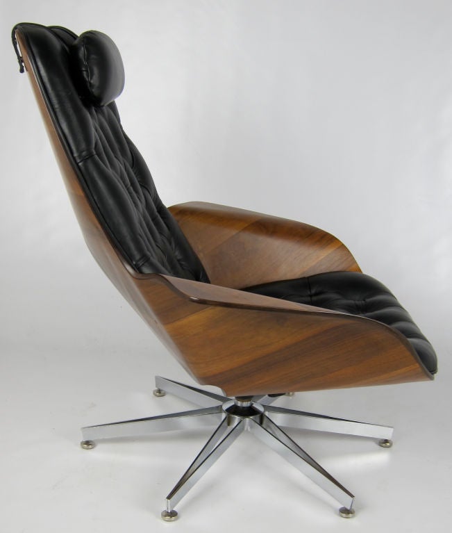 Wood Restored George Mulhauser Lounge Chair with Ottoman