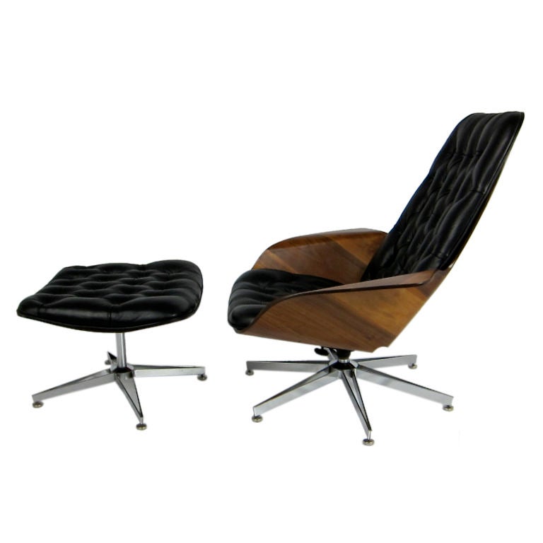 Restored George Mulhauser Lounge Chair with Ottoman