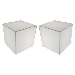 Pair of Interior Lit Acrylic Cube Side Tables 11