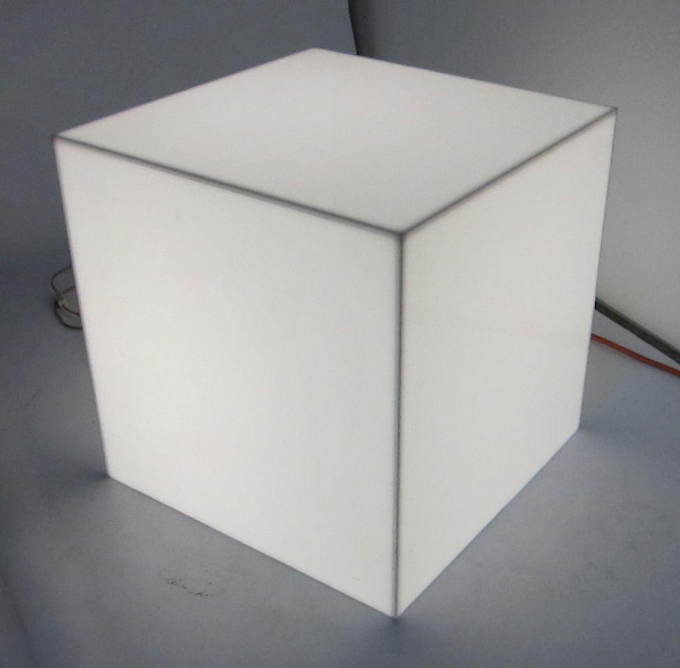 Pair of Interior Lit Acrylic Cube Side Tables For Sale at 1stDibs