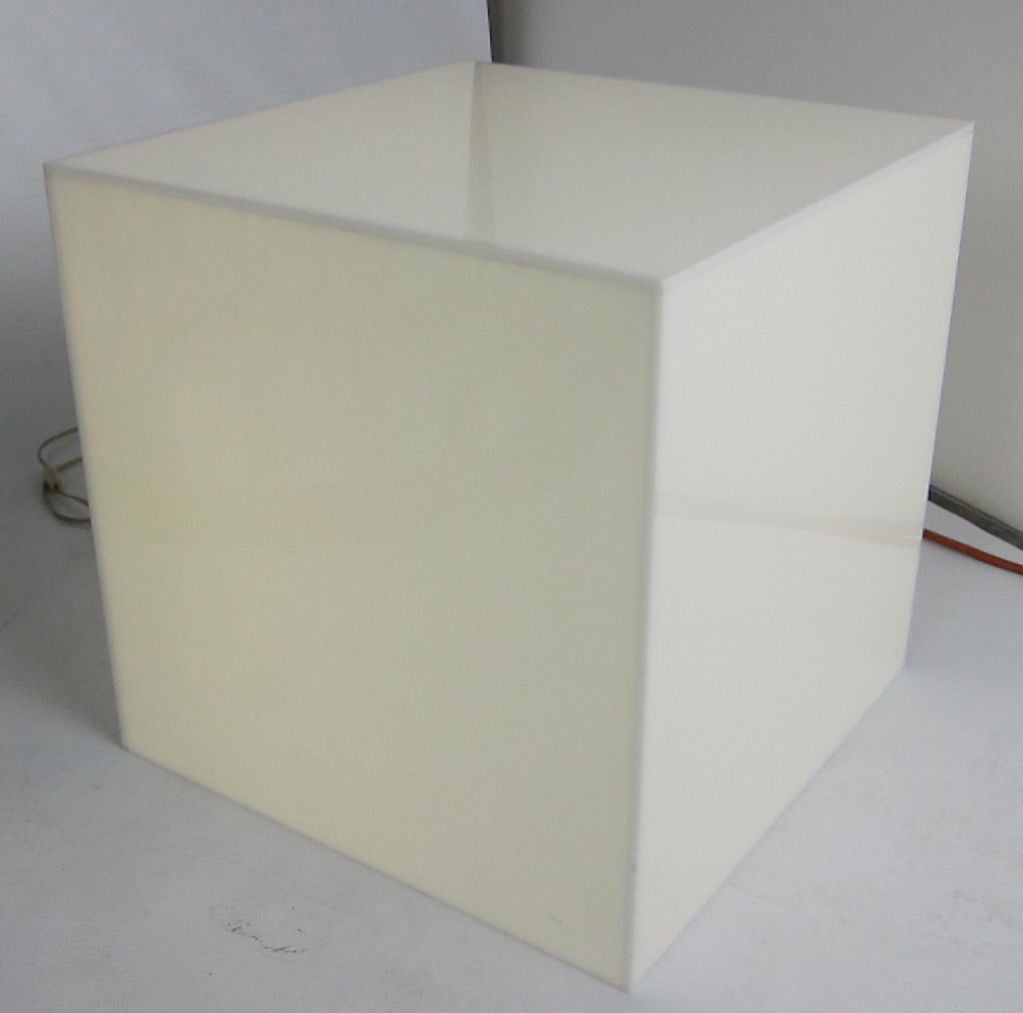 Pair of Interior Lit Acrylic Cube Side Tables For Sale at 1stDibs