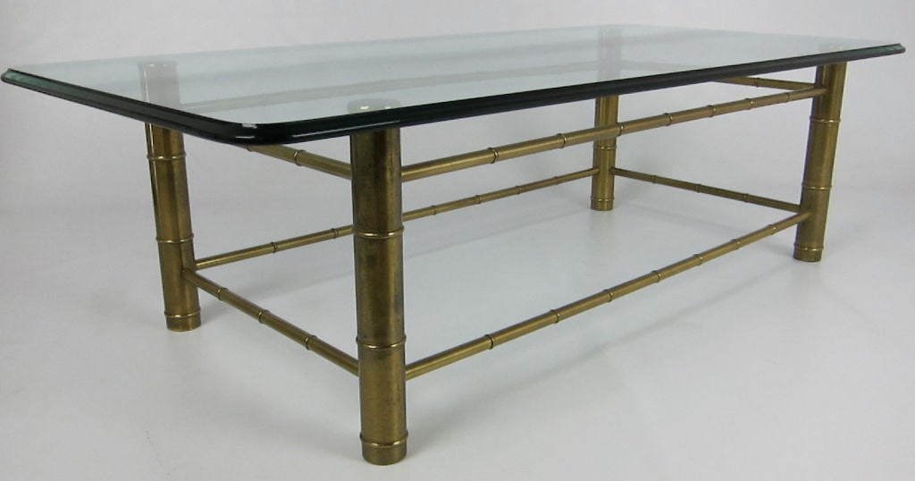 Brass Faux Bamboo Coffee Table by Mastercraft