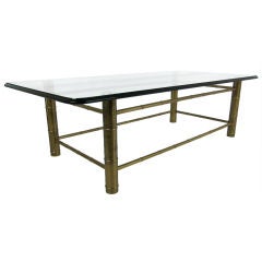 Brass Faux Bamboo Coffee Table by Mastercraft