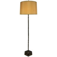 Patinated Brass Faux Bamboo Floor Lamp