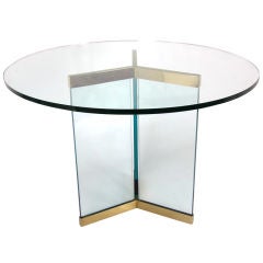 Brass & Glass Delta Base Dining or Games Table by Pace