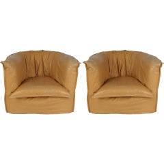 Pair of 70's Leather Lounge Chairs by IPE/Cavalli-Italy