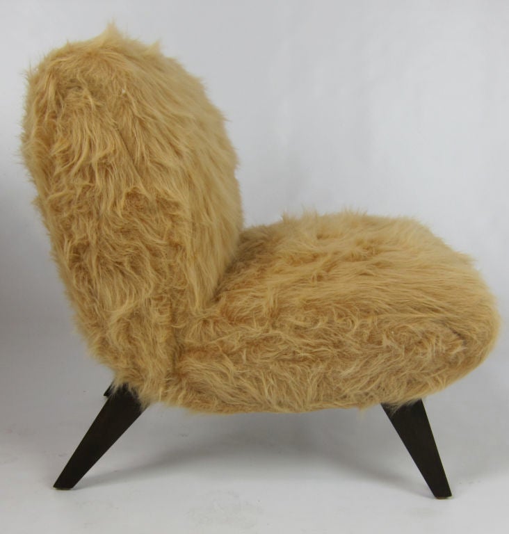 American Chic Faux Fur Slipper Chair in the style of Wm. Haines