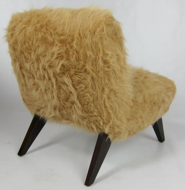Mid-20th Century Chic Faux Fur Slipper Chair in the style of Wm. Haines
