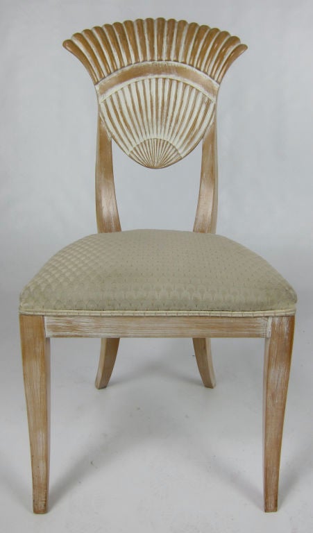 Upholstery Set of Six Italian NeoClassical Fan Back Side Chairs