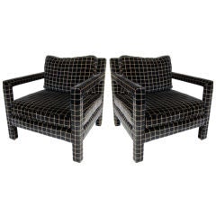 Pair of Open Arm Club Chairs by Milo Baughman