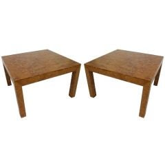 Pair of Matched Grain Olive Burl Side Tables by Milo Baughman