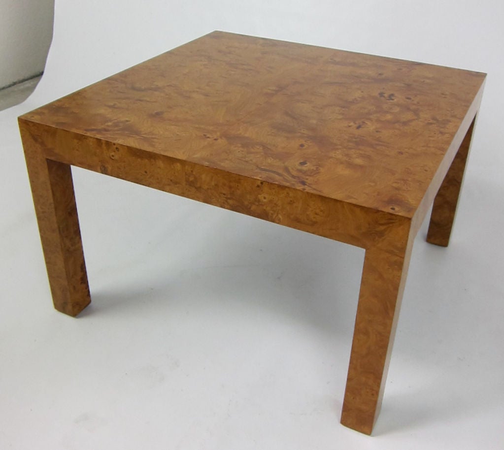 Pair of Matched Grain Olive Burl Side Tables by Milo Baughman