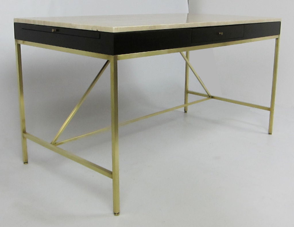 Rare Directional Marble Top Desk by Paul McCobb for Calvin