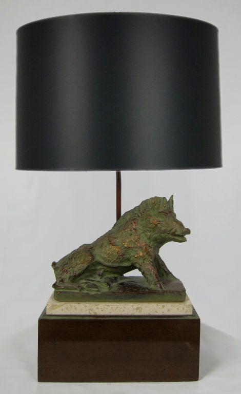 Recumbent Boar Mounted Desk Lamp-Gump's SF