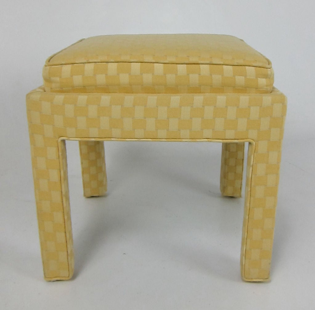 Modern Pair of Upholstered Stools with Inset Cushions