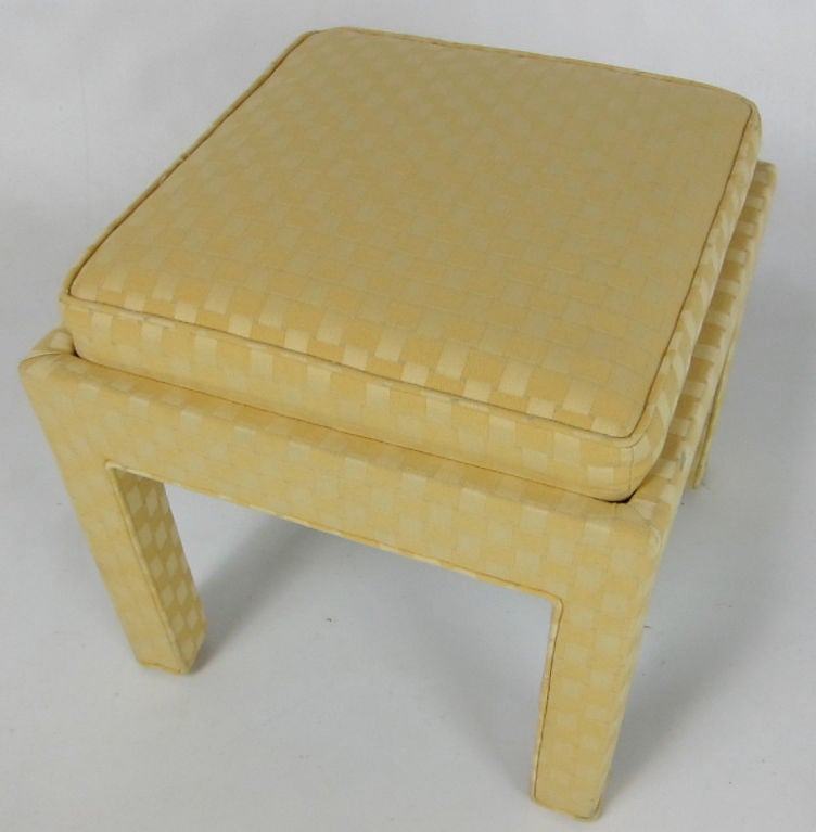 American Pair of Upholstered Stools with Inset Cushions