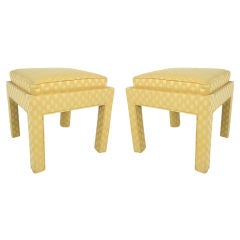 Pair of Upholstered Stools with Inset Cushions