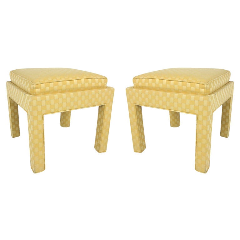 Pair of Upholstered Stools with Inset Cushions
