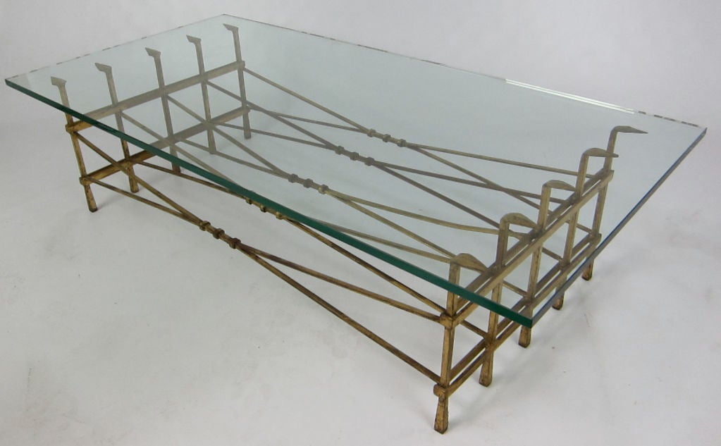 Spectacular Italian Gilt Wrought Iron Coffee Table 2