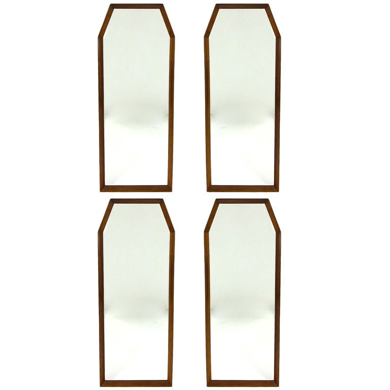 Set of Four Walnut Wall Mirrors