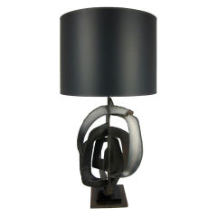 Torch Cut Steel Brutalist Table Lamp by Harry Balmer for  Laurel
