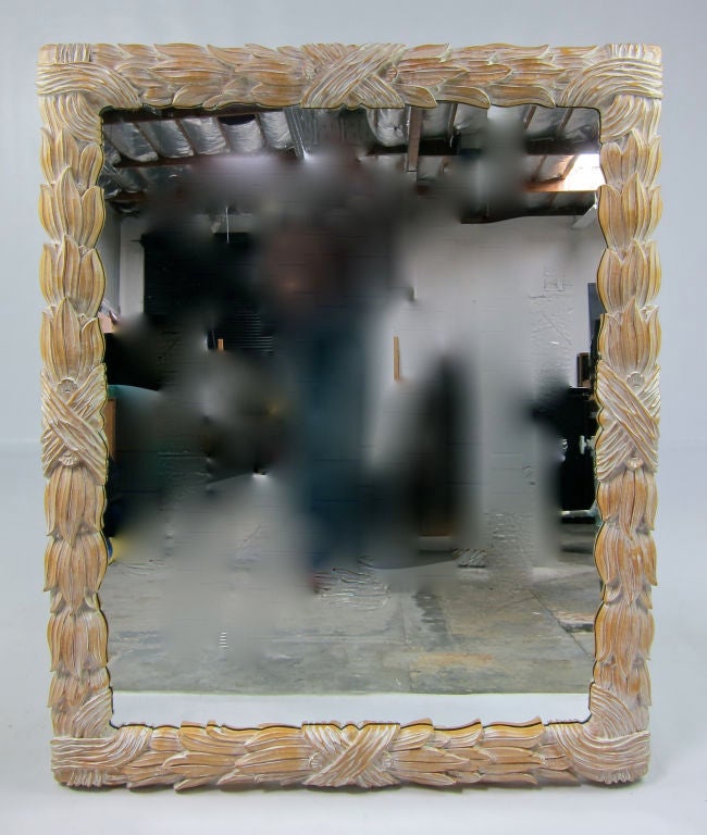 Large Carved Wood Acanthus Leaf Mirror by LaBarge