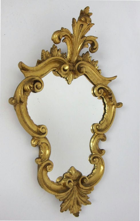 Pair of Carved & Gilt Wood Mirrors-Italy In Excellent Condition In Danville, CA
