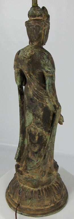 Statuesque Bronze Quan Yin Sculptural Lamp-Gump's SF 1