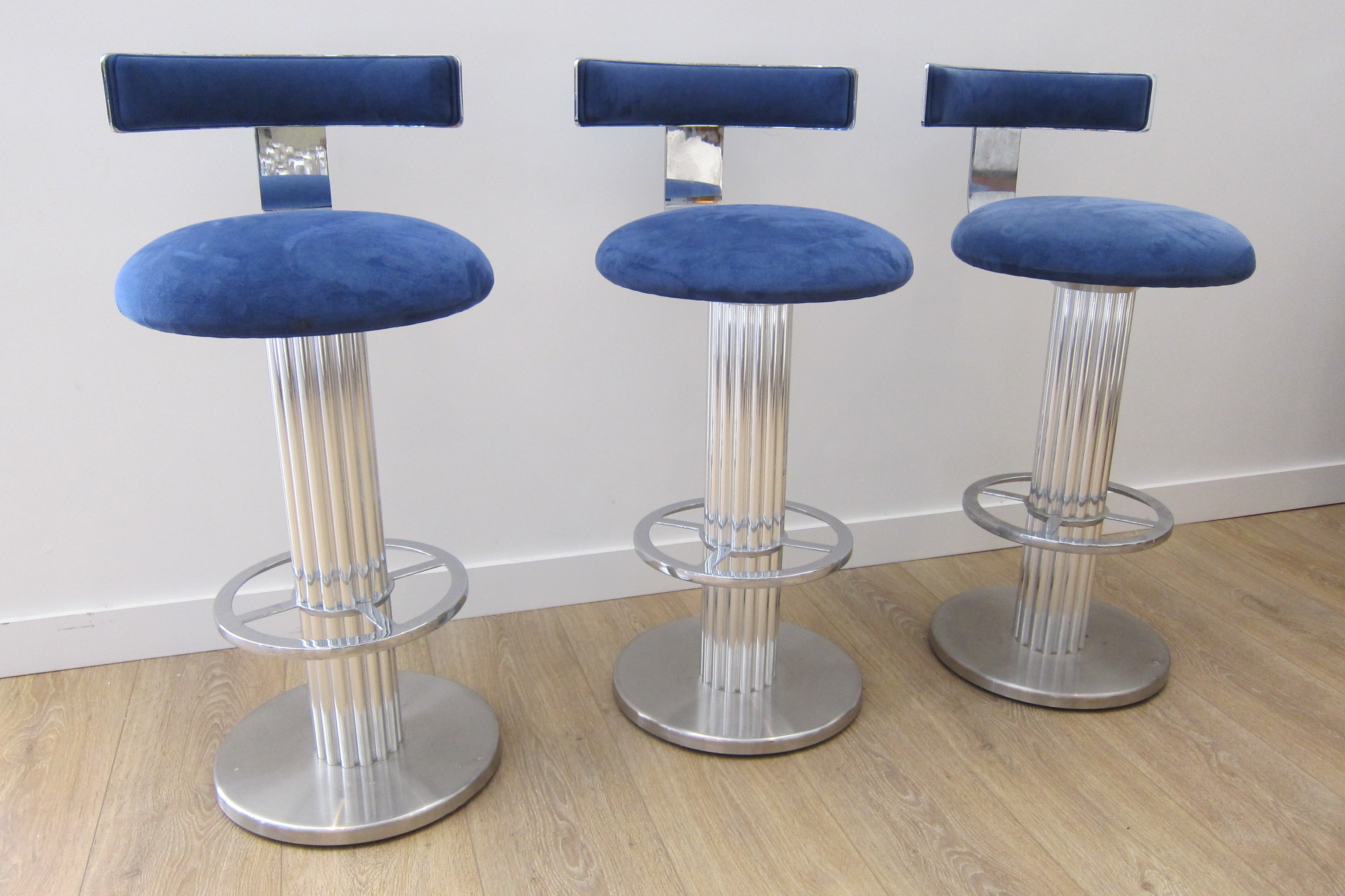Group of Three Chrome Bar Stools.