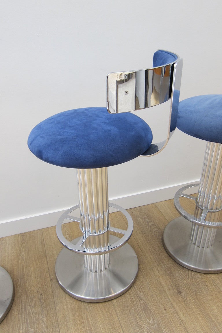 American Group of Three Chrome Bar Stools.