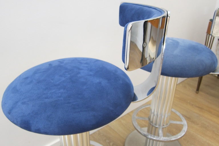 Late 20th Century Group of Three Chrome Bar Stools.