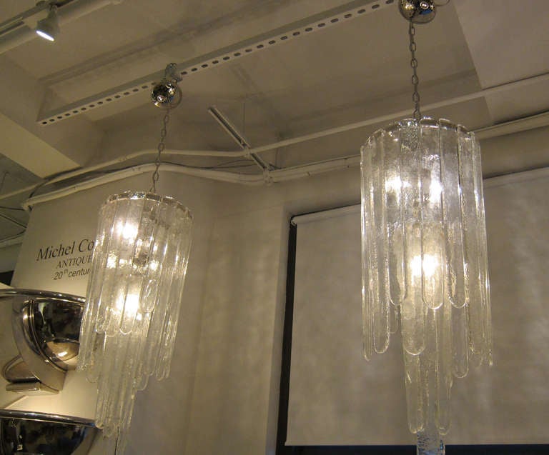Mid-Century Modern Pair of Murano Glass Chandelier by Mazzega.