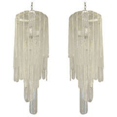 Pair of Murano Glass Chandelier by Mazzega.