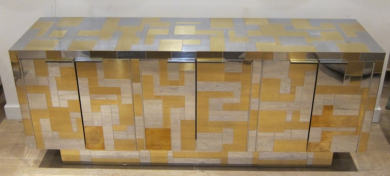 Chrome and Brass Cityscape Cabinet by Paul Evans.