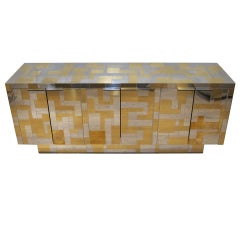Chrome and Brass Cityscape Cabinet by Paul Evans.