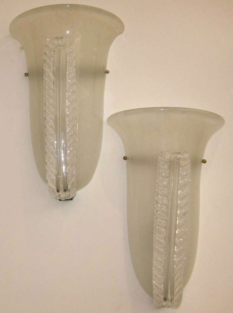 Pair of Murano Glass Wall Lights. In Excellent Condition In Miami, FL