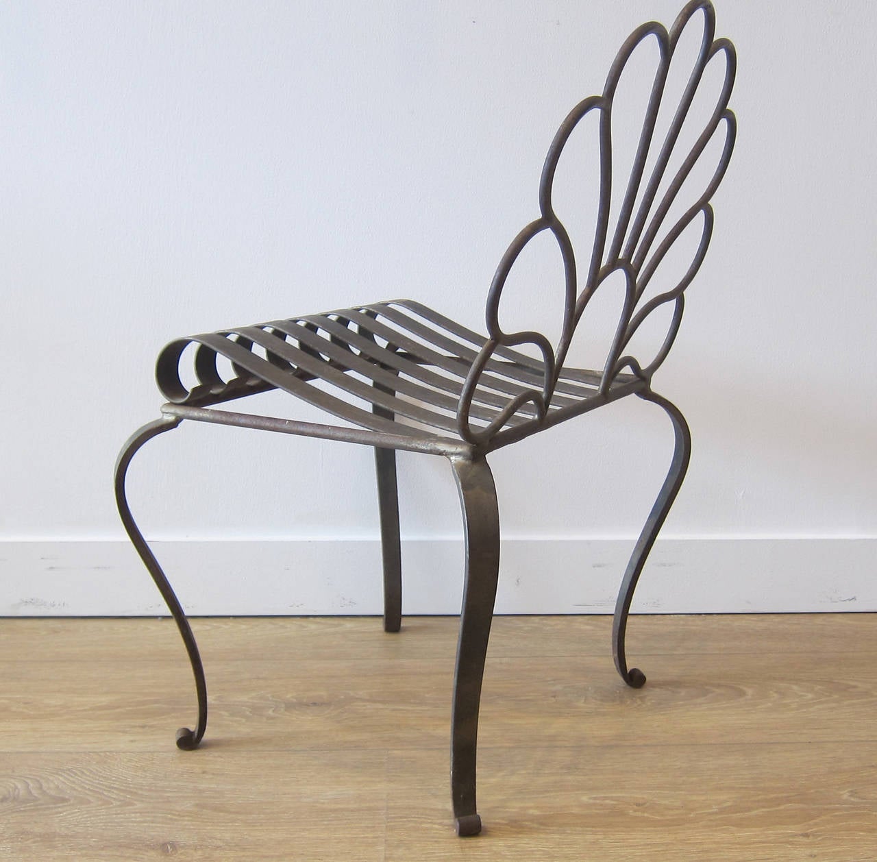 French Pair of Low Metal Chairs by Jean Charles Moreux