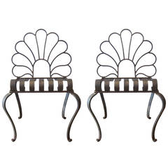 Pair of Low Metal Chairs by Jean Charles Moreux