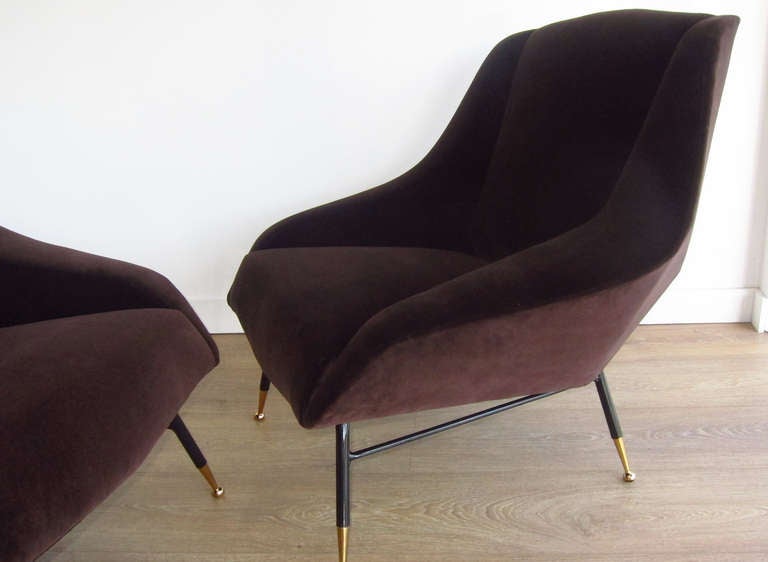 Mid-Century Modern Pair of Faceted Form Lounge Chairs, Italy, 1950s