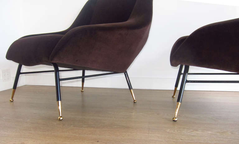Pair of Faceted Form Lounge Chairs, Italy, 1950s In Excellent Condition In Miami, FL