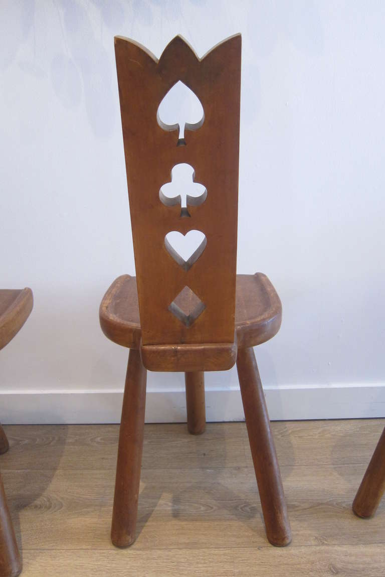 Three-Legged Italian Craft Chairs 1