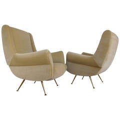 Elegant Pair of Lounge Chairs, Italy, 1950s