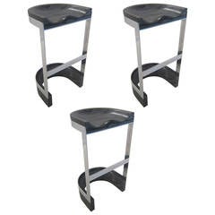 Used Set of Three Bar Stools, USA, 1970s