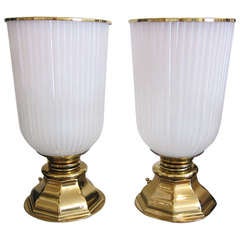 Pair of Frosted Glass Urns Table Lamps.