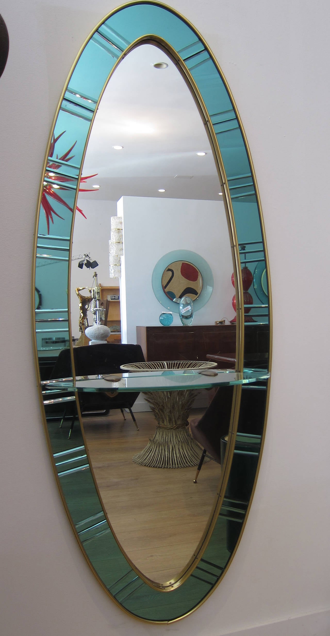 Full-Size Mirror by Cristal Arte, Italy 1950s In Excellent Condition In Miami, FL