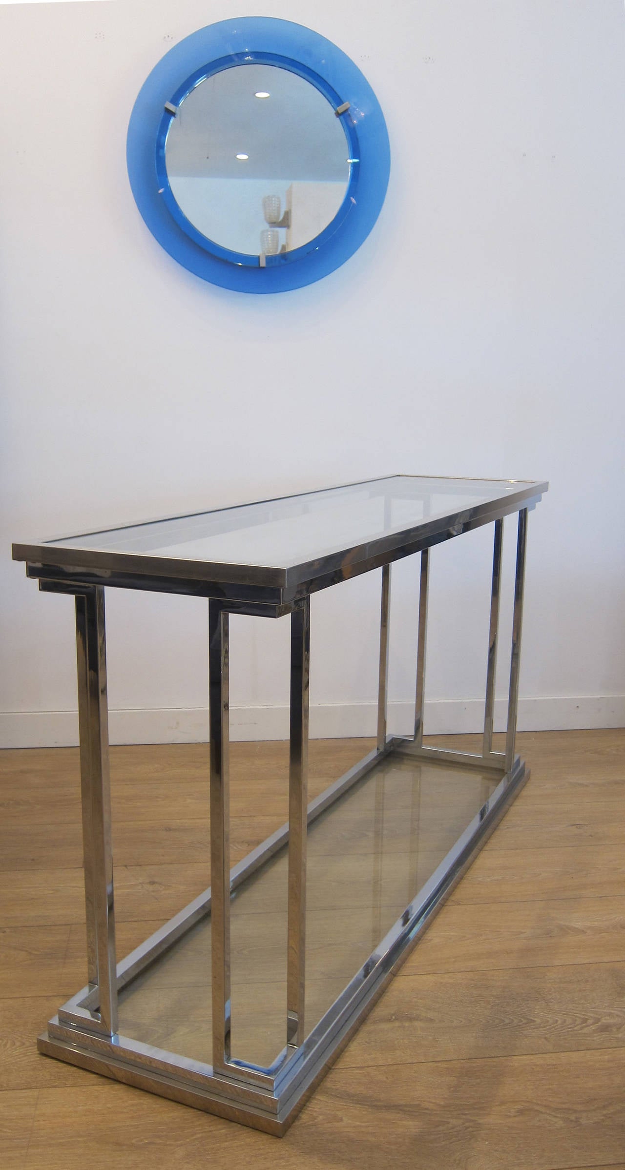 Italian Two-Tier Chrome Console Table, Italy 1970s