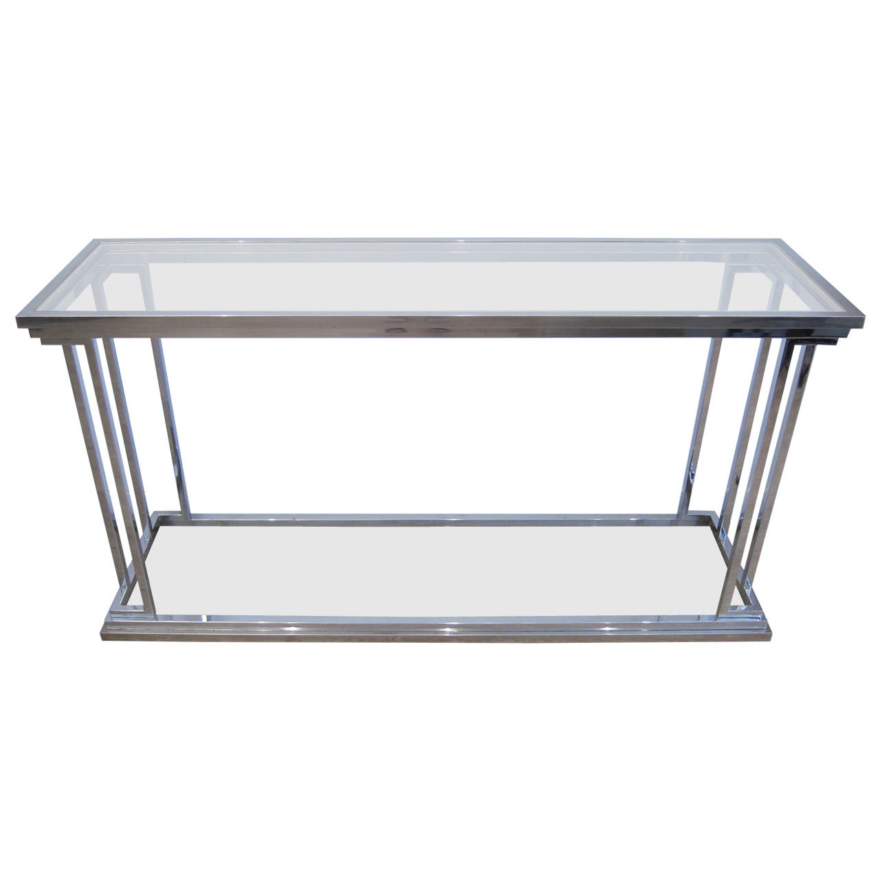 Two-Tier Chrome Console Table, Italy 1970s
